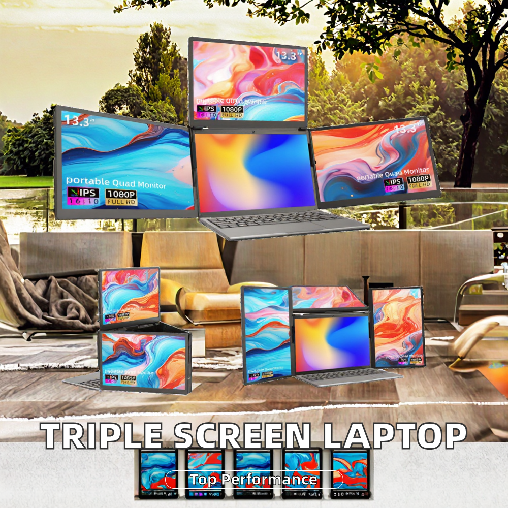 Portable Triple Monitor for Laptop 13.3" FHD TFT IPS Foldable