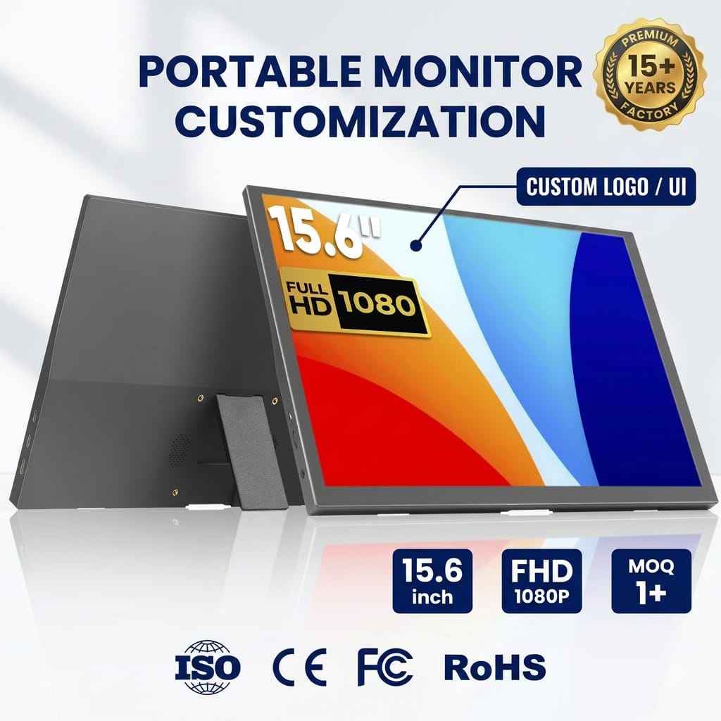 SIBOLAN Industrial Double Screen Portable Laptop Monitor TN LED 15.6 Inch