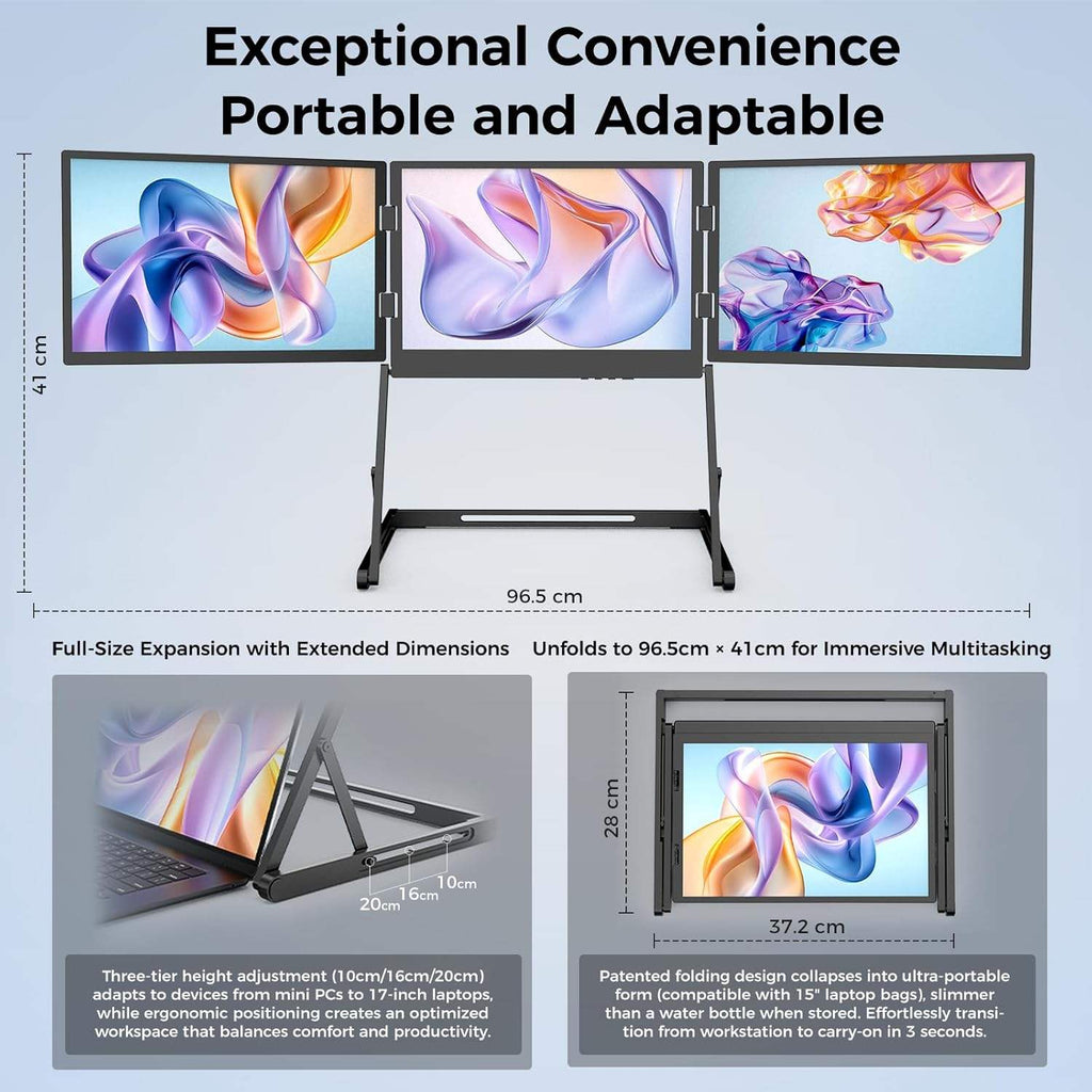 LastCreate Triple Screen Monitor 14'' Quad Screen Extender